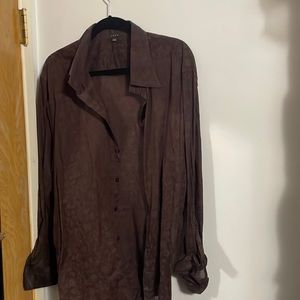 Party Shirt . Brown w light flower pattern. Brand Toku size XXL fits like US lg